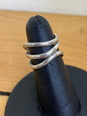Sterling Silver Open Wave Ring Vintage 90s 925 Sterling Wavy Band Size 6